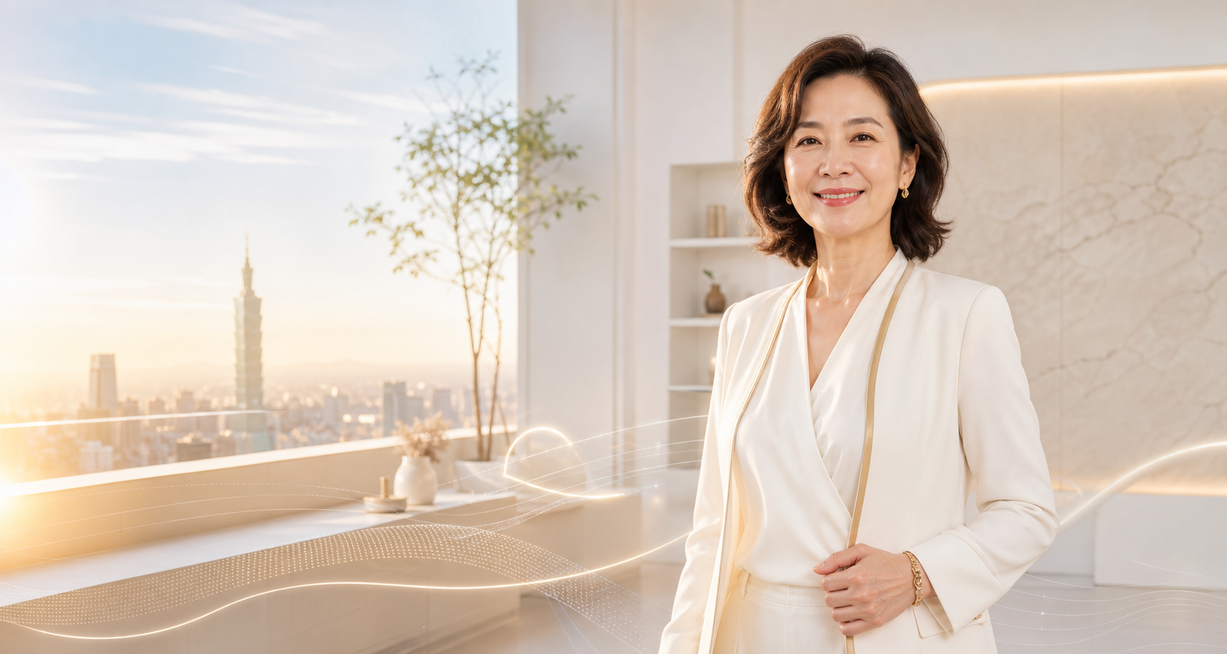 自信溫暖的熟齡女性美學顧問形象照